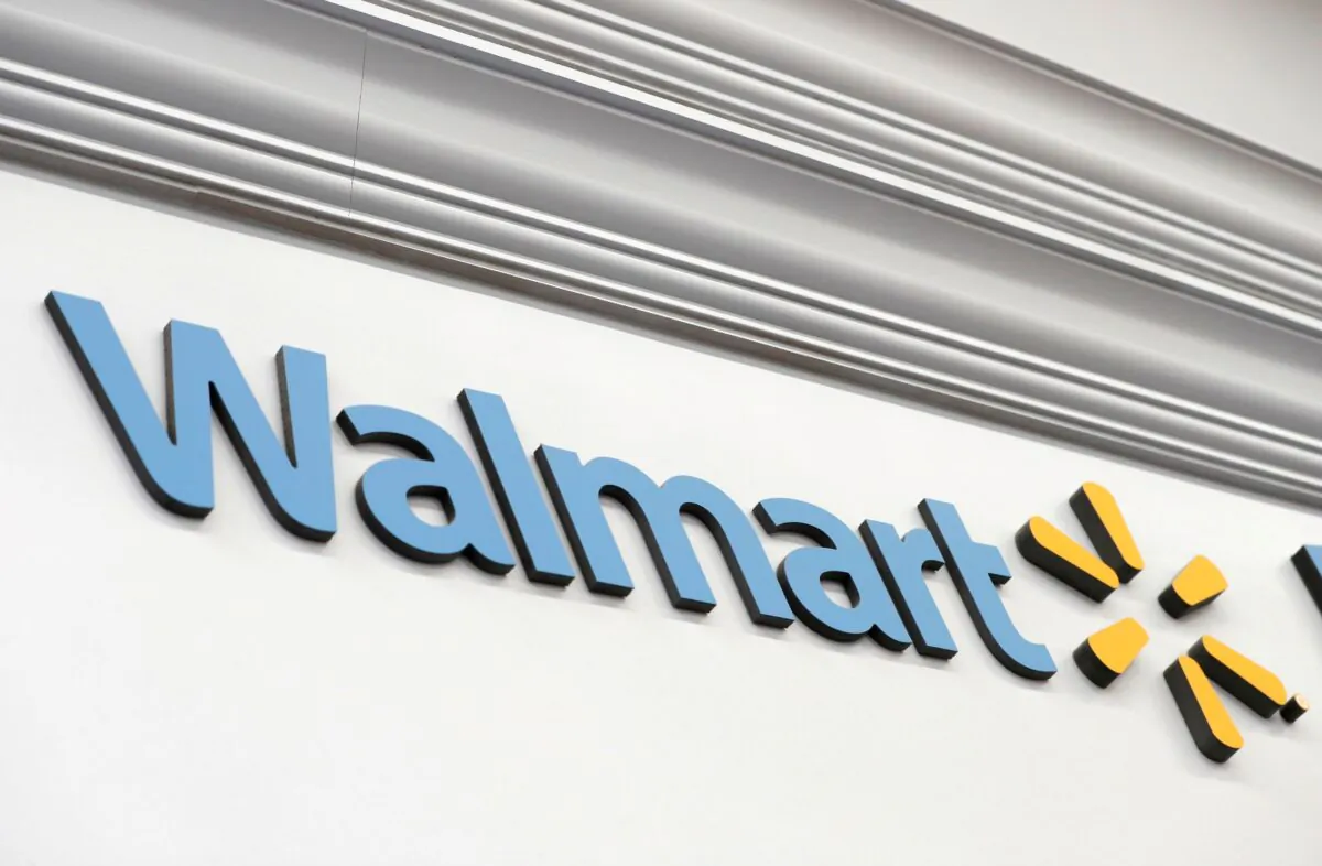 A Walmart sign is seen inside its department store in West Haven, Conn., on Feb. 17, 2021. (Mike Segar/Reuters)