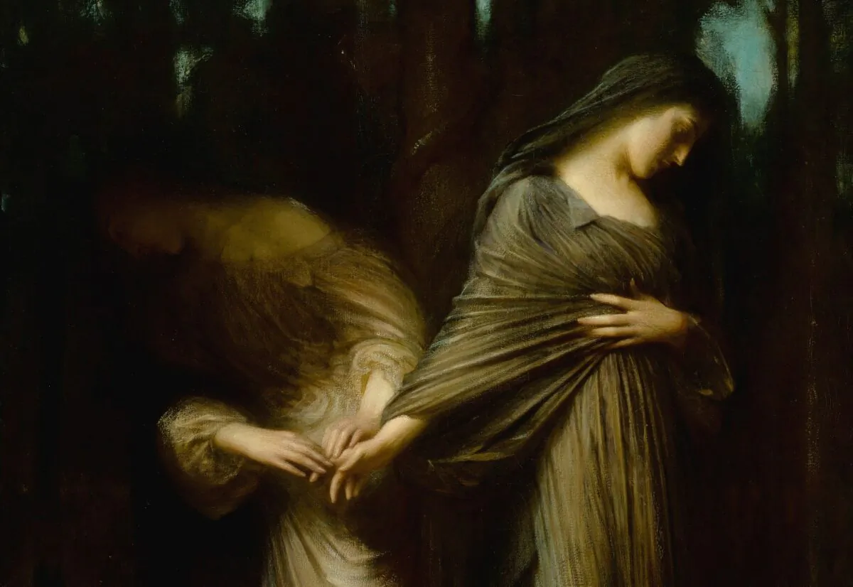 A detail from “Farewell,” 1913, by Arthur Hacker. Oil on Canvas. Private Collection. (PD-US)