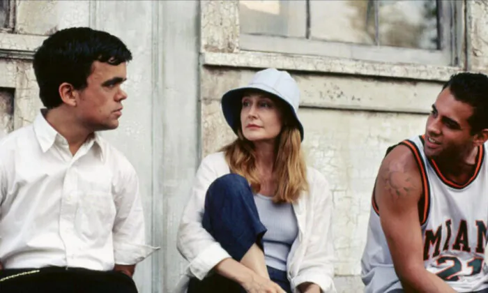 Peter Dinklage, Patricia Clarkson, and Bobby Cannavale star in “The Station Agent.” (Miramax Films)