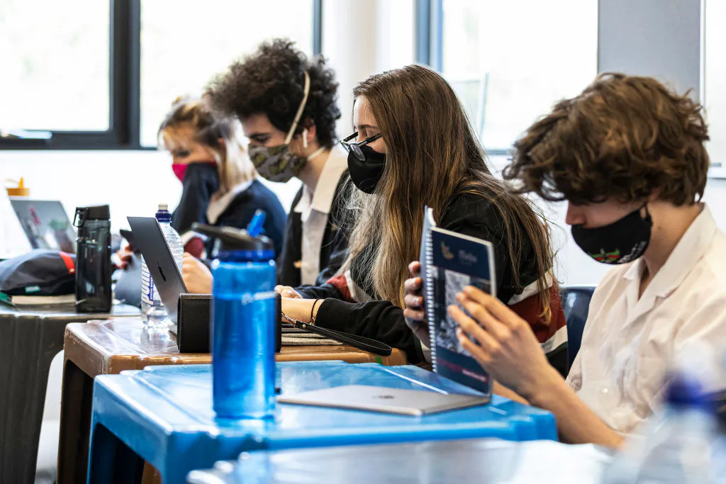 Senior students seen in class at Melba Secondary College in Melbourne, Australia, on Oct. 12, 2020. (Daniel Pockett/Getty Images)
