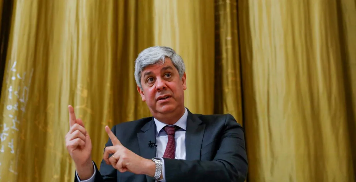 European Central Bank (ECB) governing council member Mario Centeno speaks during an interview with Reuters, in Lisbon, Portugal on March 15, 2021. (Pedro Nunes/Reuters)