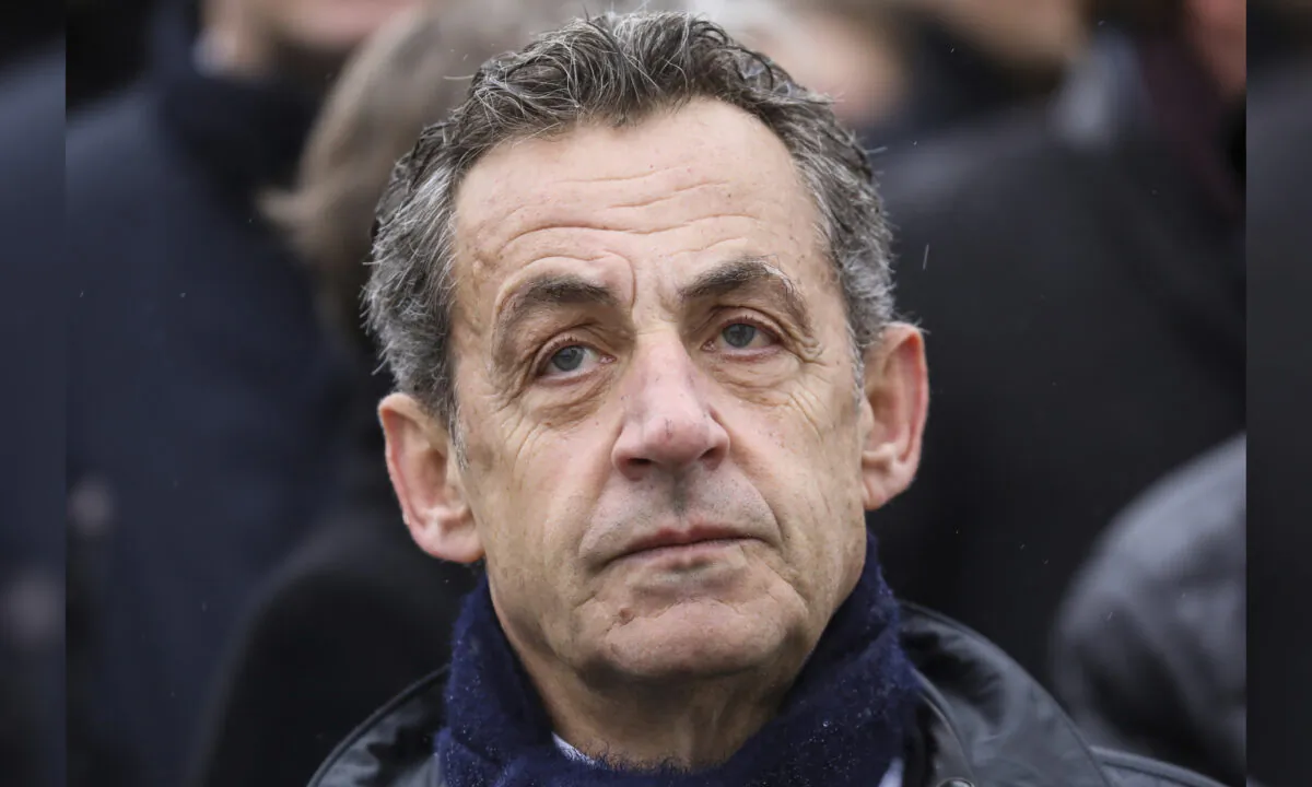 French former president Nicolas Sarkozy attends a ceremony at the Arc de Triomphe in Paris, on Nov. 11, 2019. (Ludovic Marin/Pool via AP, file)