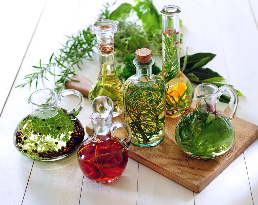 Experiment with different flavor combinations in your homemade infused vinegars. (zebratomato/Shutterstock)