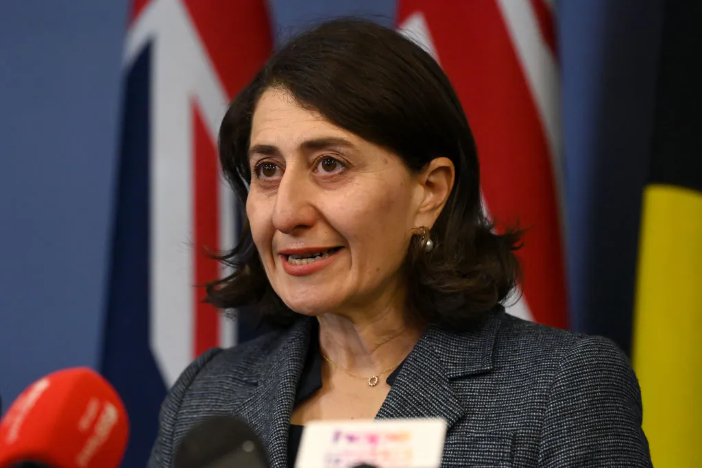 New South Wales Premier Gladys Berejiklian speaks during a press conference in Sydney, Australia, on Oct. 1, 2021. (Bianca De Marchi - Pool/Getty Images)