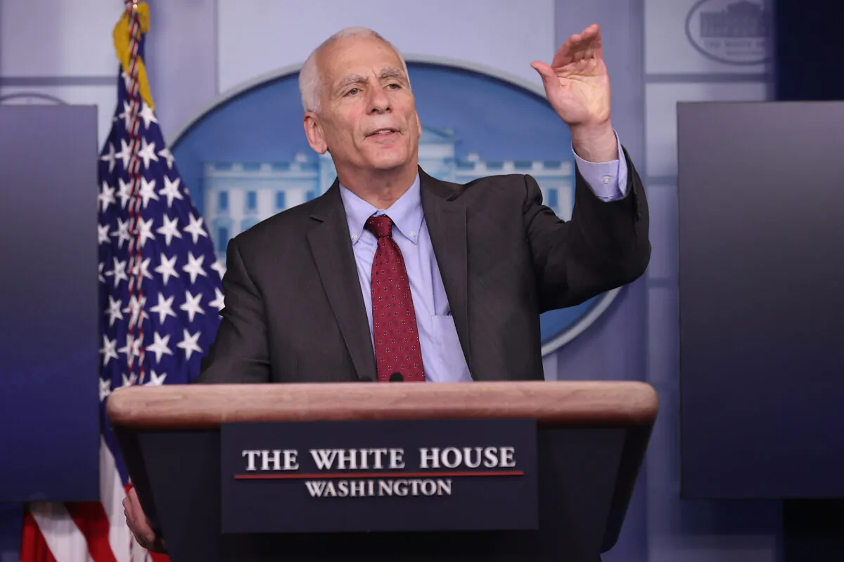 White House economic adviser Jared Bernstein talks to reporters at the White House, in Washington, on Feb. 05, 2021. (Chip Somodevilla/Getty Images)