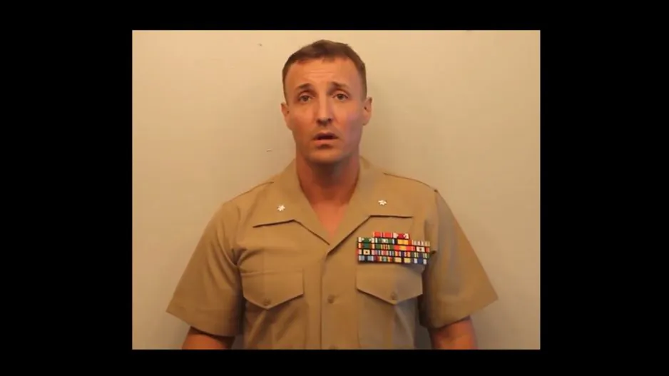 Lt. Col. Stuart Scheller—the U.S. Marine jailed for criticizing senior military officials—has been released from detention but could still face charges, The Epoch Times has learned. (screenshot from Scheller's Sept. 16 video/The Epoch Times)
