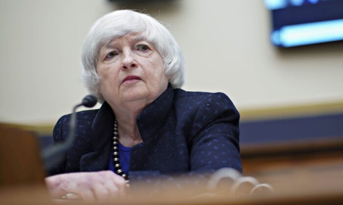 Treasury Secretary Janet Yellen attends the House Financial Services Committee hearing in Washington on Sept. 30, 2021. (Al Drago/Pool via Reuters)