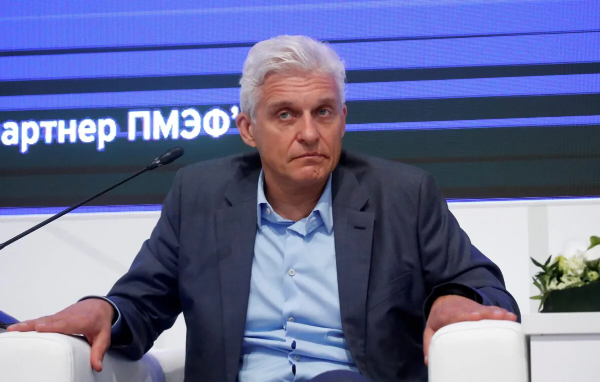 Oleg Tinkov, Chairman of the Board of Directors of Tinkoff Bank, attends a session of the St. Petersburg International Economic Forum (SPIEF), Russia, on June 7, 2019. (Maxim Shemetov/Reuters, File Photo)