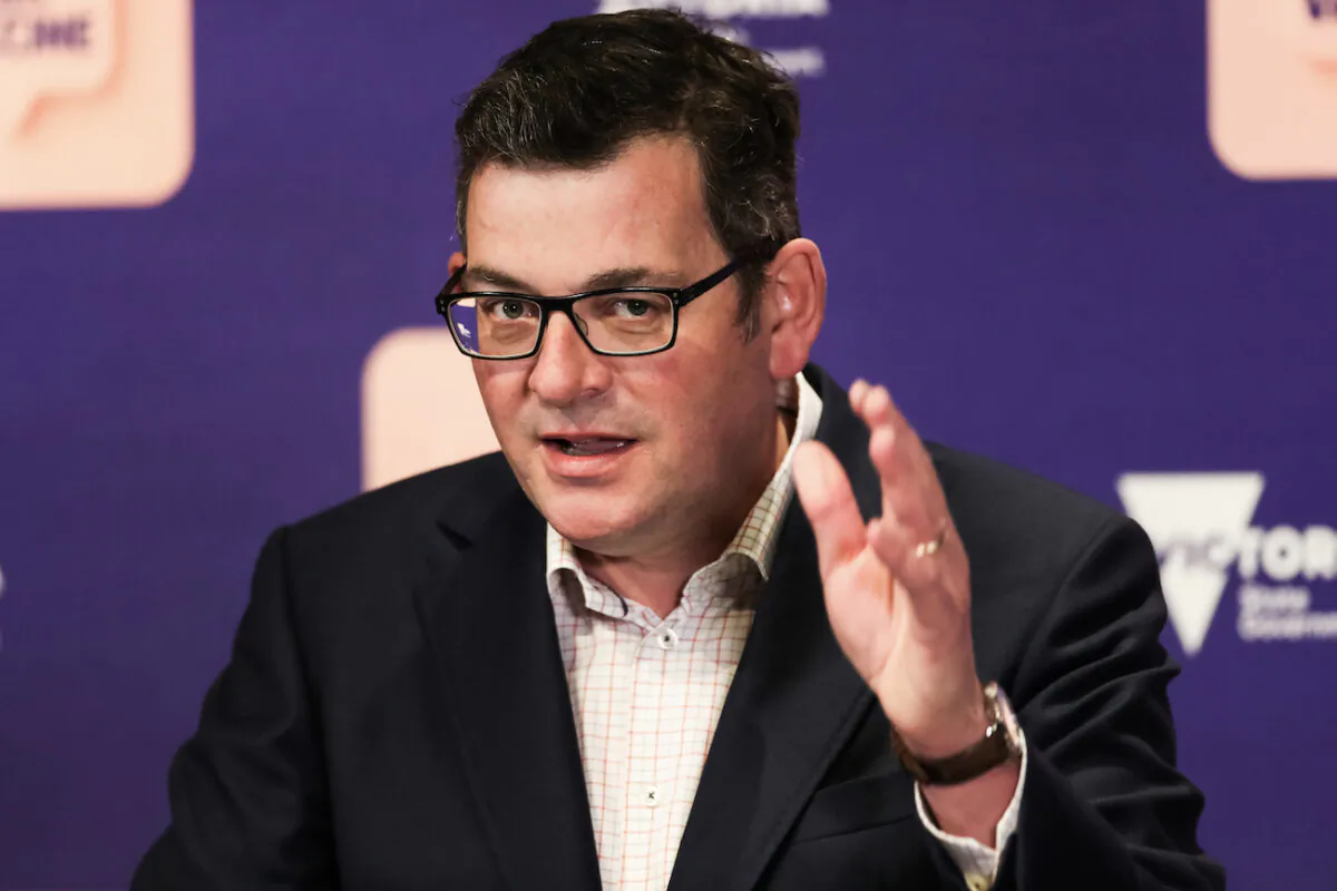 Premier of Victoria Daniel Andrews speaks in Melbourne, Australia, on Sept. 23, 2021. (Asanka Ratnayake/Getty Images)