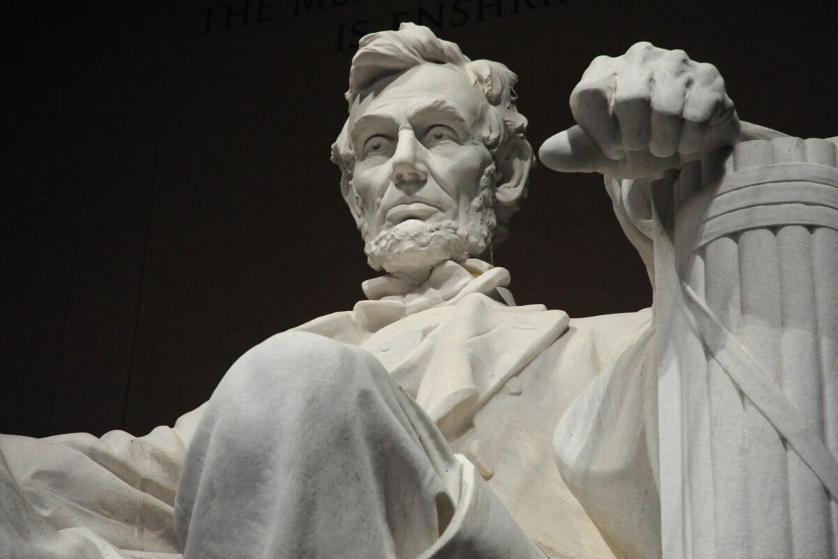 "The Statesman as Thinker" includes Abraham Lincoln among the six great leaders discussed. The statue of the 16th President of the United States Abraham Lincoln as seen inside the Lincoln Memorial in Washington on Feb. 12, 2009. (Karen Bleier/AFP via Getty Images)