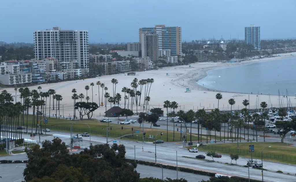 Buildings line the shore in Long Beach, Calif., on May 10, 2017. (Frederic J. Brown/AFP via Getty Images)