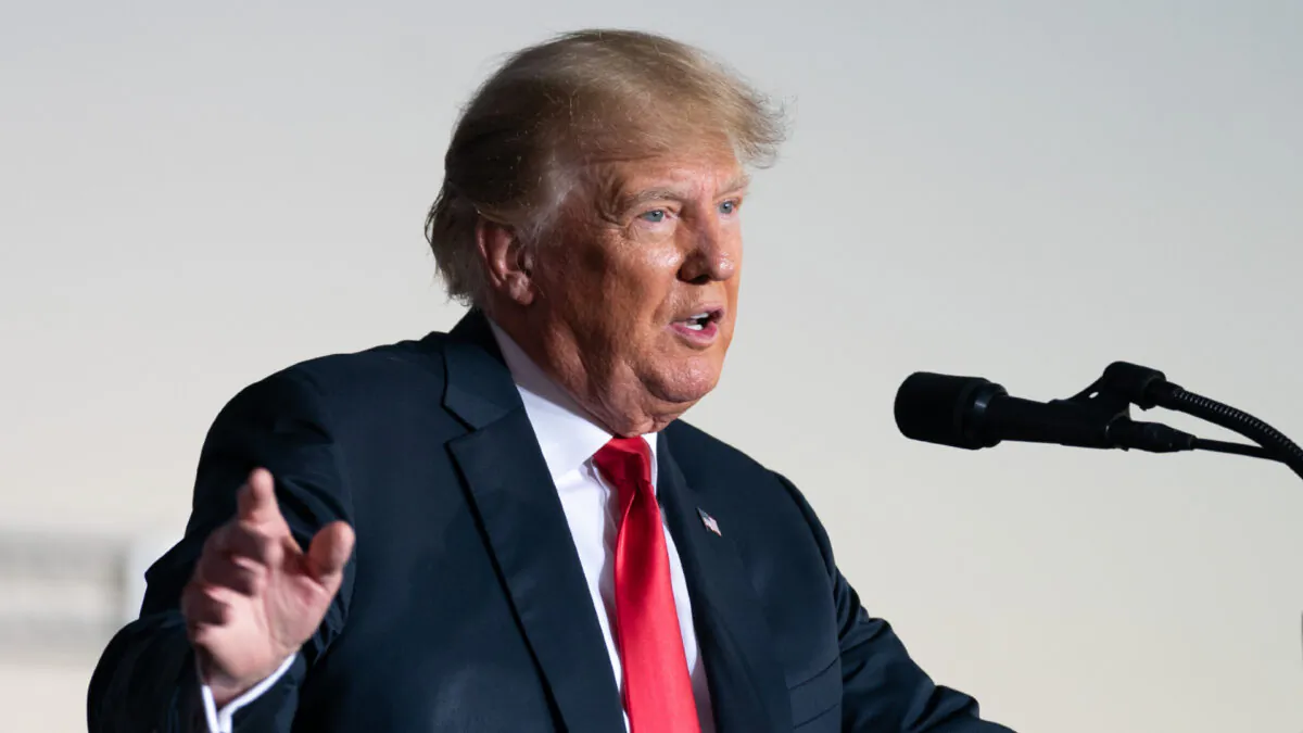 Former President Donald Trump speaks at a rally in Perry, Ga., on Sept. 25, 2021. (Sean Rayford/Getty Images)