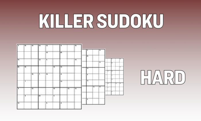 Killer Sudoku Hard Central – Today's and the Past Year's