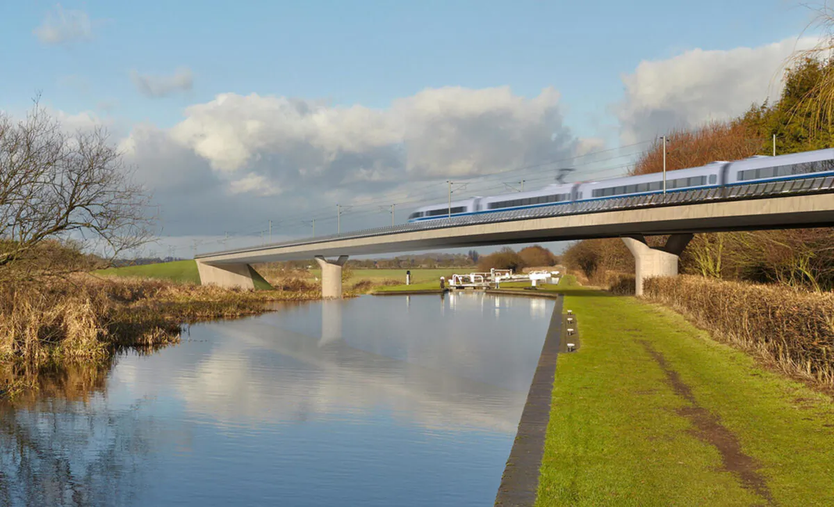 Image of the Birmingham and Fazeley viaduct, part of the proposed route for the HS2 high speed rail scheme in England, in an undated handout photo. (HS2/PA)