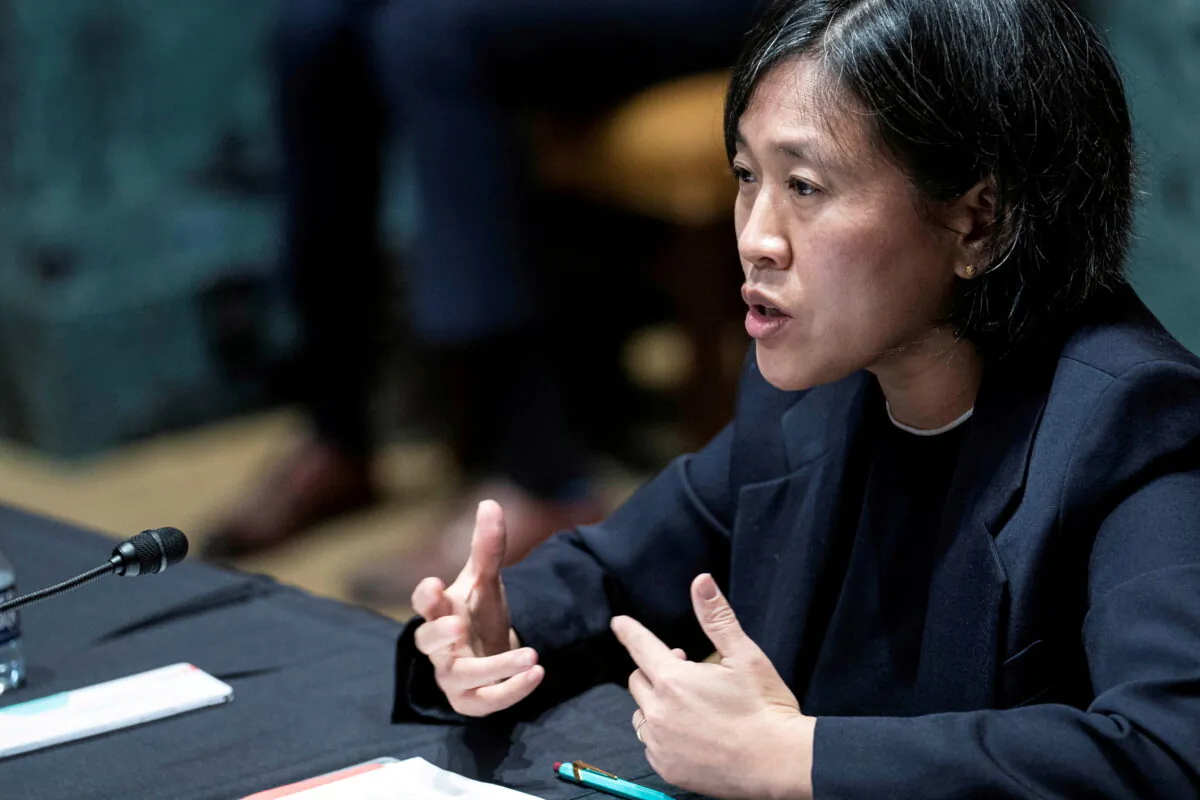 U.S. Trade Representative Katherine Tai testifies before a Senate Appropriations subcommittee during a hearing on Capitol Hill, in Washington, on April 28, 2021. (Sarah Silbiger/Reuters)