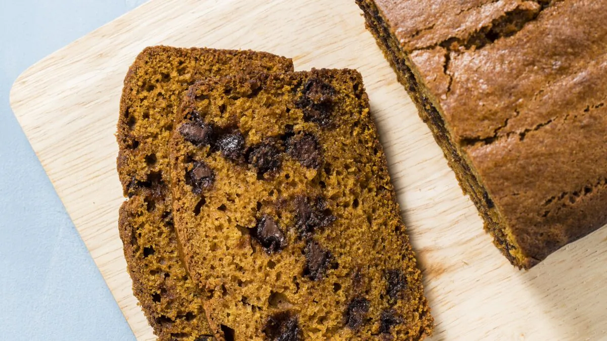 The chocolate chips turn this orange-and-black loaf into the perfect Halloween (trick-or-) treat! (Sally Staub)