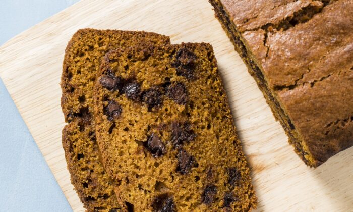  chocolate chips turn this orange-and-black loaf into the perfect Halloween (trick-or-) treat! (Sally Staub)