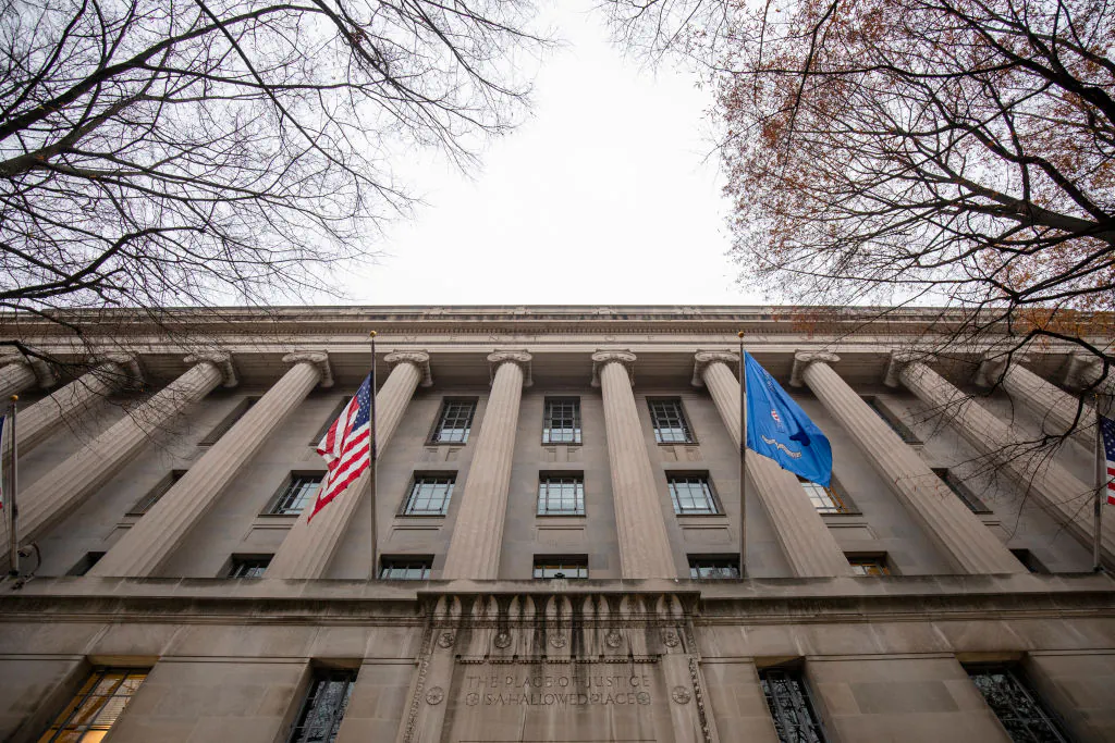 The Justice Department building in Washington, on Dec. 9, 2019. (Samuel Corum/Getty Images)