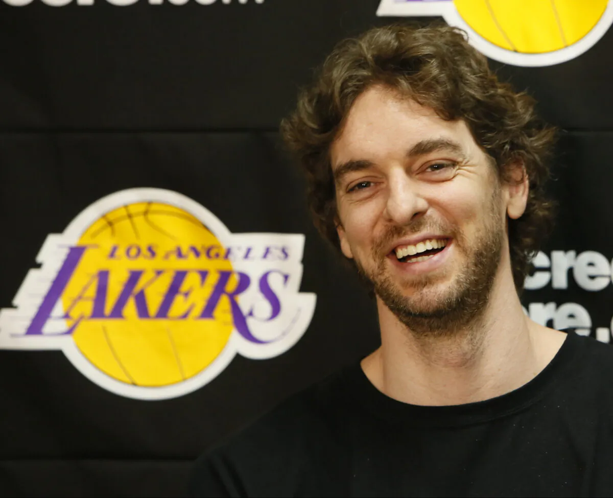 Los Angeles Lakers power forward Pau Gasol smiles while talking to reporters during an NBA basketball news conference in El Segundo, Calif., on April 30, 2013. (Damian Dovarganes/AP Photo)