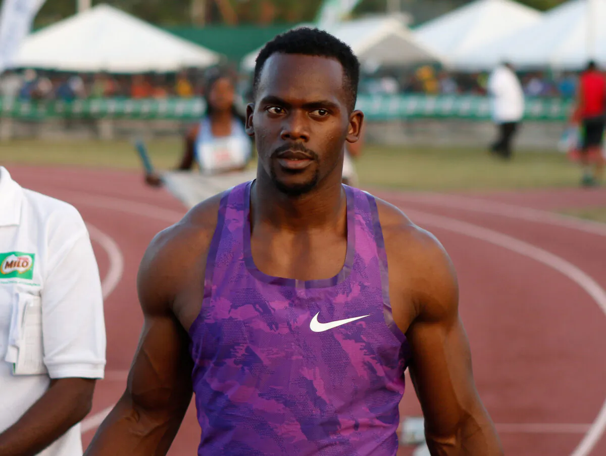 Jamaica's Nesta Carter after competing at Western Championships Track Meet - men's 4 x 100 meters relay in Montego Bay, Jamaica, on Feb. 11, 2017. (Gilbert Bellamy/Reuters)