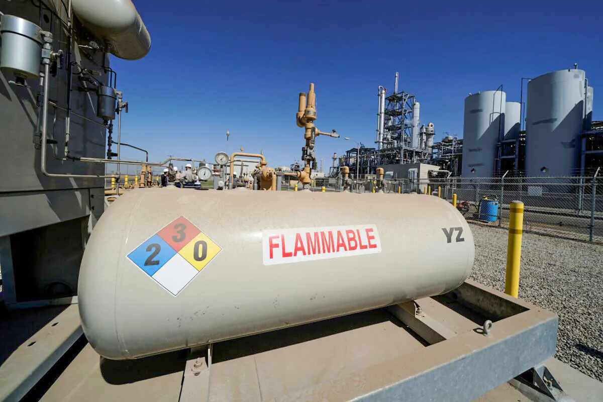 Natural gas is transferred into the SoCalGas system after being collected and purified at a Calgren collection facility in Pixley, Calif., on Oct. 2, 2019. (Mike Blake/Reuters)