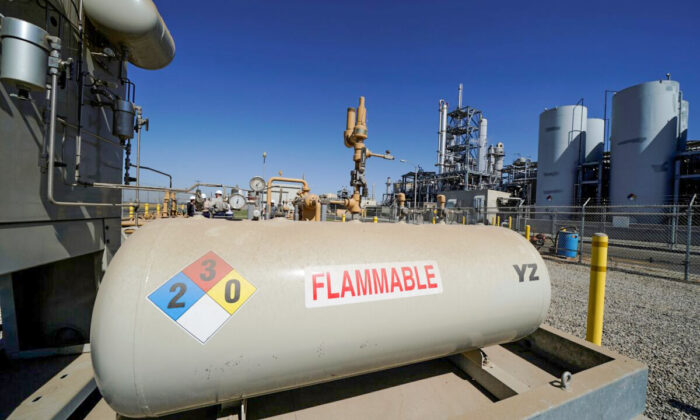 Natural gas is transferred into the SoCalGas system after being collected and purified at a Calgren collection facility in Pixley, Calif., on Oct. 2, 2019. (Mike Blake/Reuters)