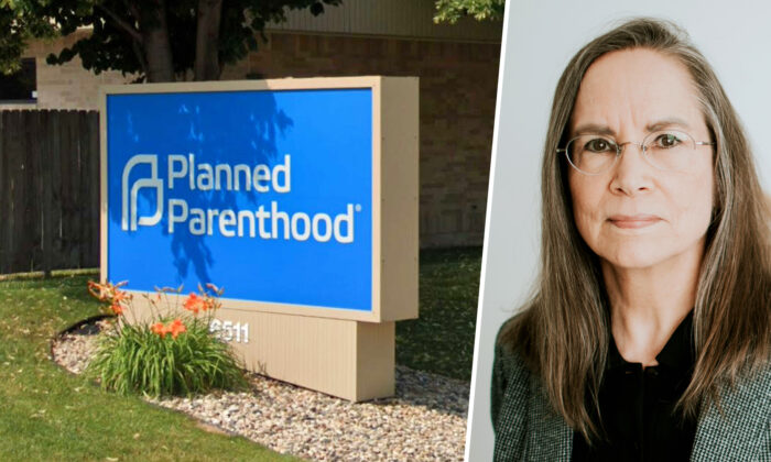 Left: Planned Parenthood in Sioux Falls, South Dakota. (Screenshot/Google Maps) Right: Photo taken on an unknown date of Dr. Patti Giebink. (Courtesy of Dr. Patti Giebink)