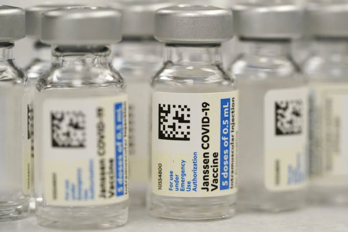 Vials of the Johnson & Johnson COVID-19 vaccine are seen at a pharmacy in Denver, Colo., in a file photograph. (David Zalubowski/AP Photo)