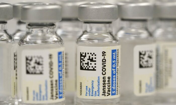 Vials of the Johnson & Johnson COVID-19 vaccine are seen at a pharmacy in Denver, Colo. (David Zalubowski/file/AP Photo)