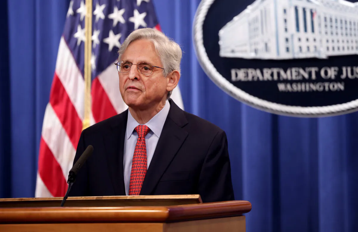 U.S. Attorney General Merrick Garland announces a federal investigation of the city of Phoenix and the Phoenix Police Department during a news conference at the Department of Justice in Washington on Aug. 5, 2021. (Kevin Dietsch/Getty Images)