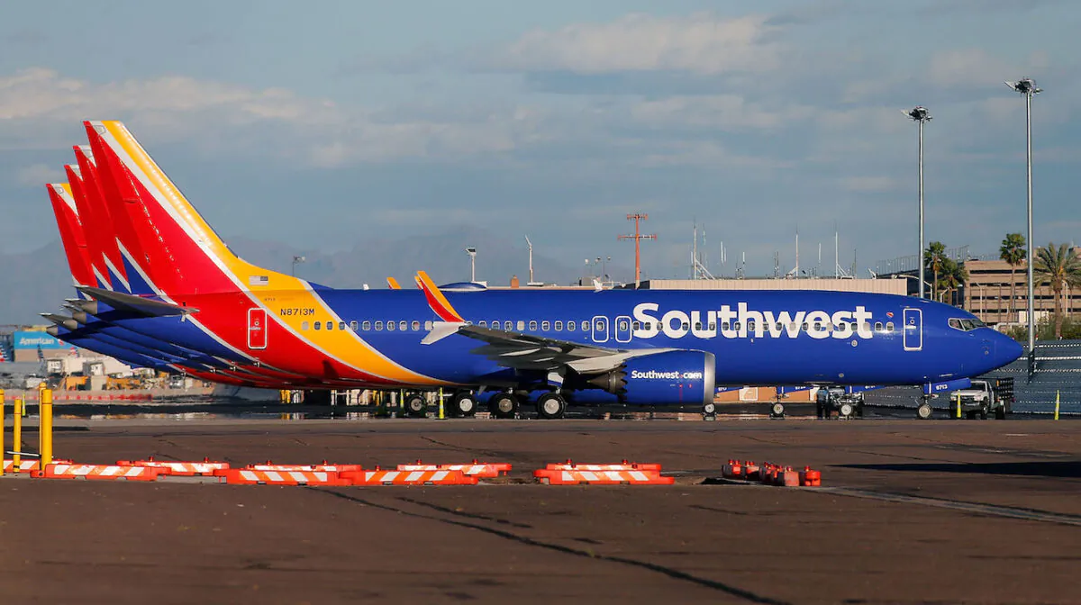 A group of Southwest Airlines Boeing 737 MAX 8 aircraft sit on the tarmac at Phoenix Sky Harbor International Airport in Phoenix, Arizona, on March 13, 2019. (Ralph Freso/Getty Images)