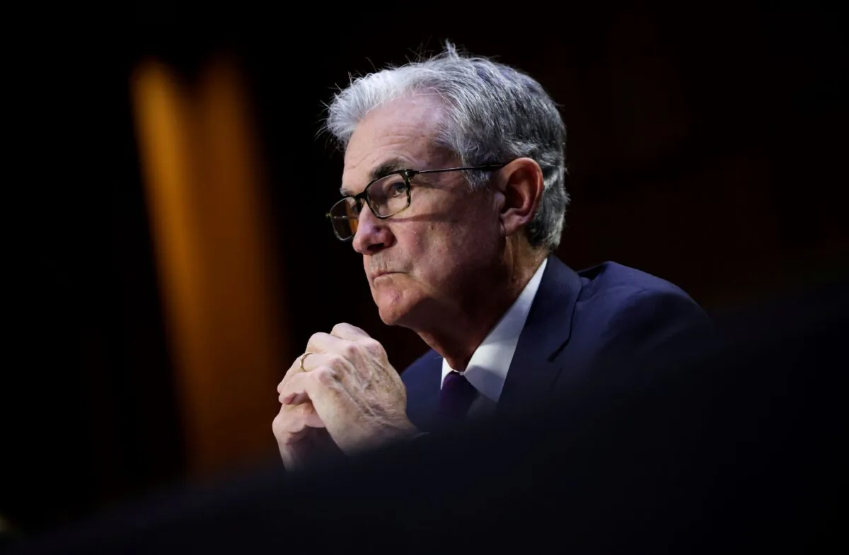 Federal Reserve Chairman Jerome Powell testifies during a Senate Banking, Housing, and Urban Affairs Committee hearing on the CARES Act, at the Hart Senate Office Building in Washington, on Sept. 28, 2021. (Kevin Dietsch/Pool via Reuters)