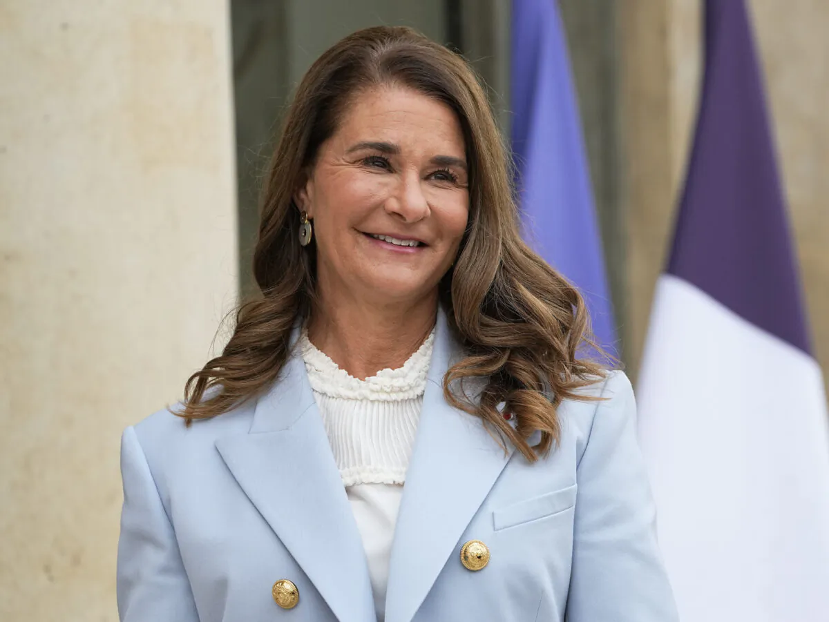 Melinda French Gates, Co-Chair of the Bill and Melinda Gates Foundation poses for photographers at a gender equality conference at the Elysee Palace in Paris on July 1, 2021.  (Michel Euler/AP Photo File)