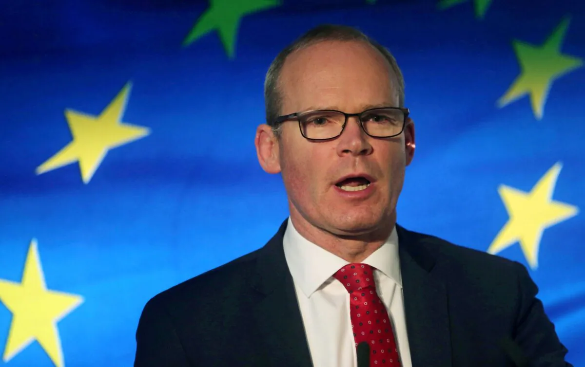 Irish Minister for Foreign Affairs Simon Coveney speaks at the launch of his party's manifesto for the Irish General Election in Dublin, Ireland on Jan. 24, 2020. (Lorraine O'Sullivan/Reuters)