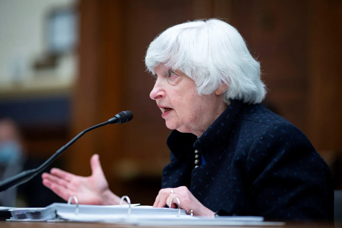 Treasury Secretary Janet Yellen attends the House Financial Services Committee hearing in Washington on Sept. 30, 2021. (Al Drago/Pool via Reuters)