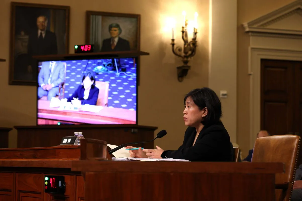U.S. Trade Representative (USTR) Katherine Tai speaks during a hearing with the House Ways and Means committee at Capitol Hill in Washington, on May 13, 2021. (Anna Moneymaker/Getty Images)