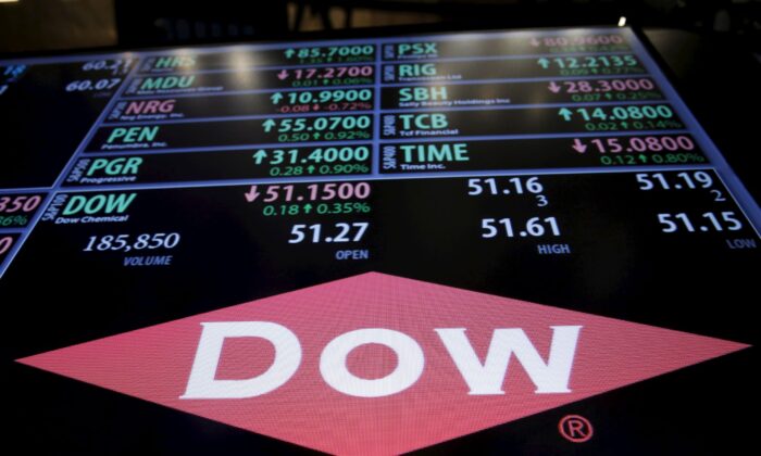 The Dow Chemical logo is displayed connected  a committee  supra  the level  of the New York Stock Exchange soon  aft  the opening   doorbell  successful  New York connected  Dec. 22, 2015. (Lucas Jackson/Reuters)