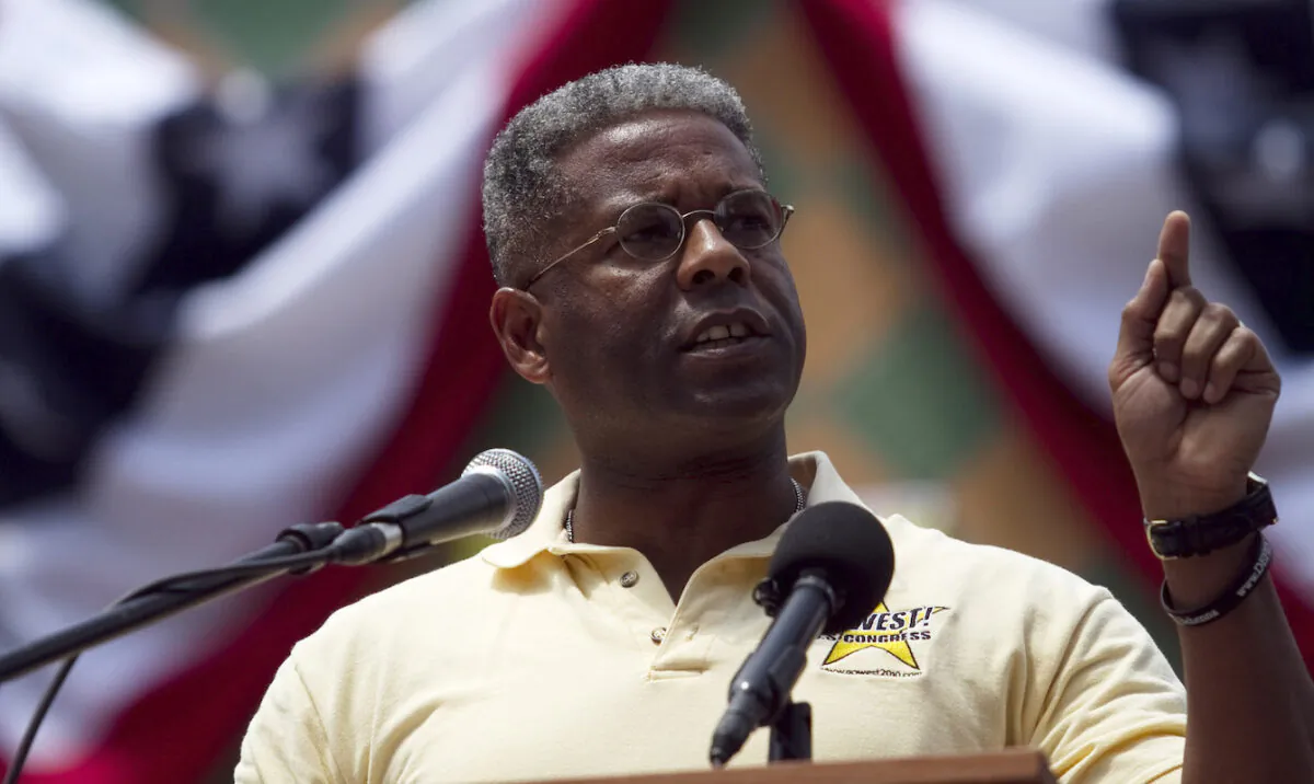 Rep. Allen West (R-Fla.) speaks to a crowd at Sanborn Square in Boca Raton, Fla., on April 16, 2011. (John W. Adkisson/Getty Images)