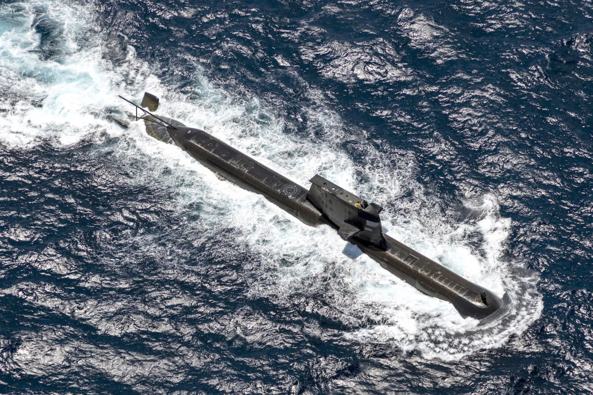 Royal Australian Navy submarine HMAS Rankin is seen during AUSINDEX 21, a biennial maritime exercise between the Royal Australian Navy and the Indian Navy near Darwin, Australia, on Sept. 5, 2021. (POIS Yuri Ramsey/Australian Defence Force via Getty Images)