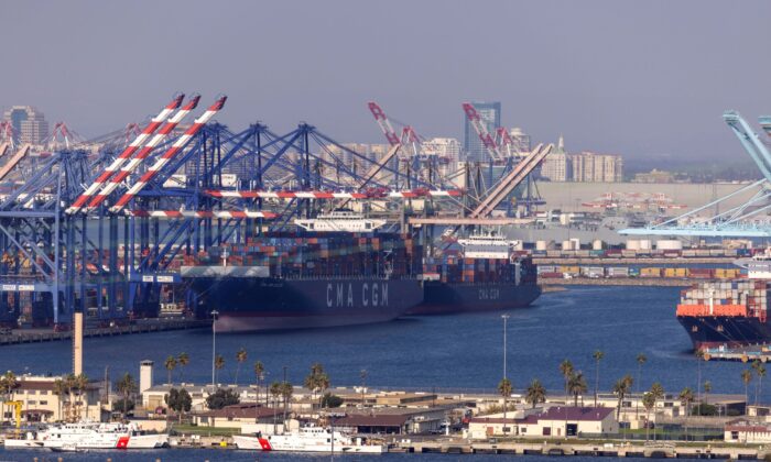 The congested Port of Los Angeles is shown in San Pedro, Calif., on Sept. 29, 2021. (Mike Blake/Reuters)