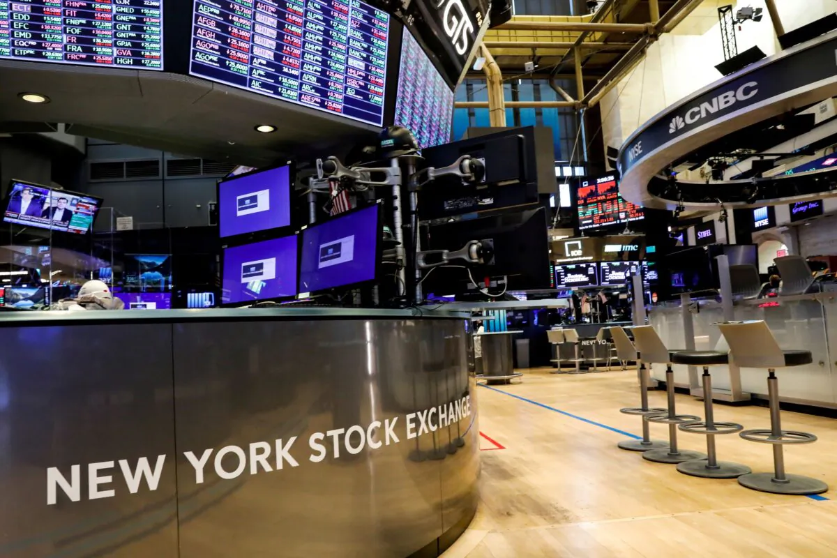 A nearly empty trading floor is seen at the New York Stock Exchange (NYSE) in New York on May 22, 2020. (Brendan McDermid/Reuters)