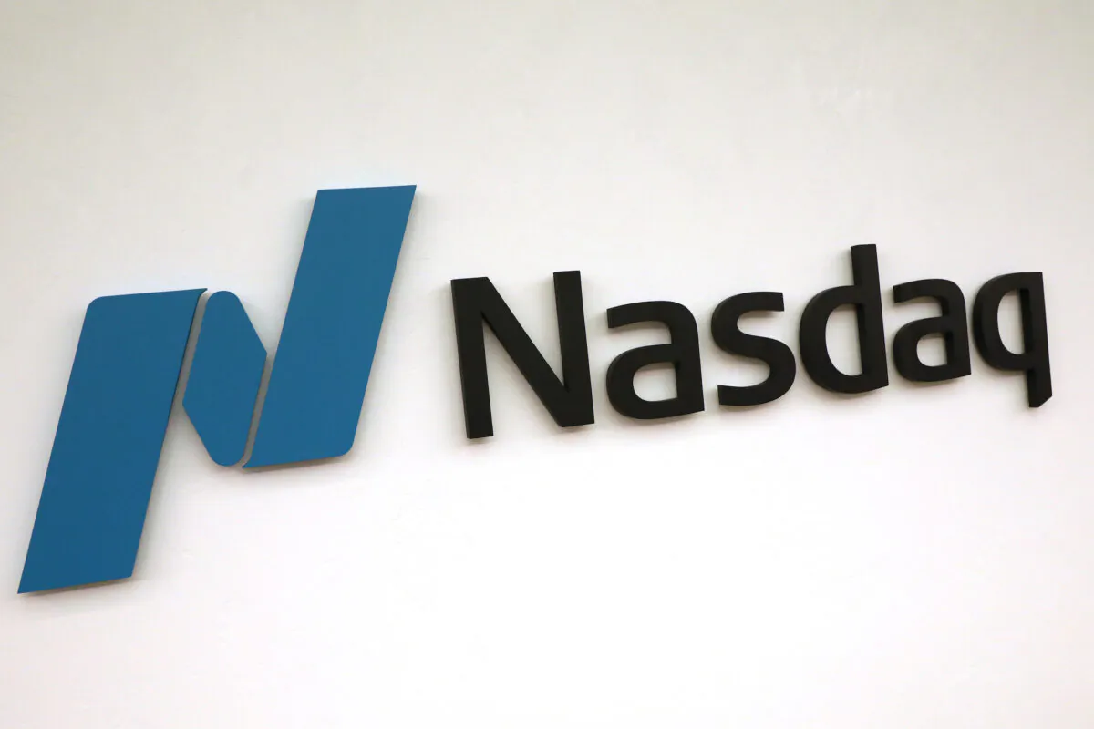 The Nasdaq logo is displayed at the Nasdaq Market site in New York, on May 2, 2019. (Brendan McDermid/Reuters)