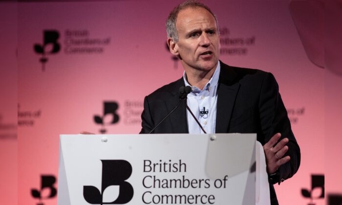 Dave Lewis, then CEO of Tesco, speaks at the annual British Chambers of Commerce conference in London, on March 28, 2019. (Jack Taylor/Getty Images)