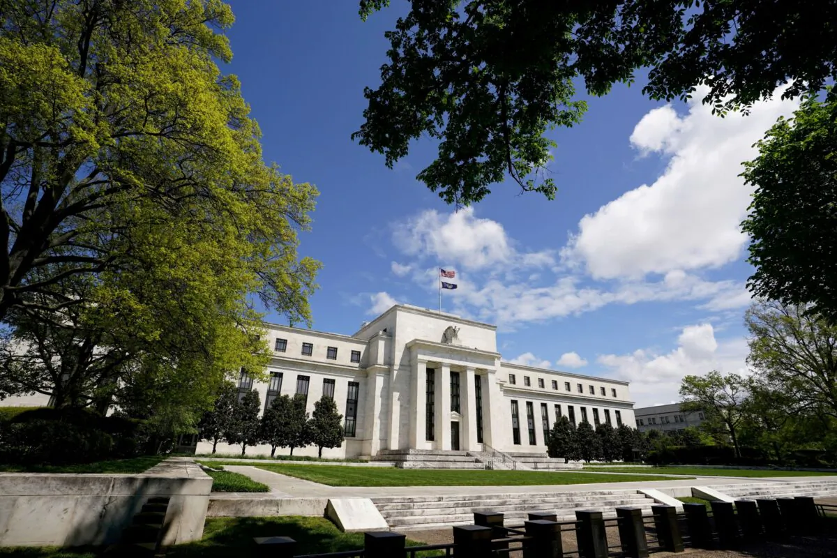 The Federal Reserve Board building on Constitution Avenue in Washington on May 1, 2020. (Kevin Lamarque/Reuters)