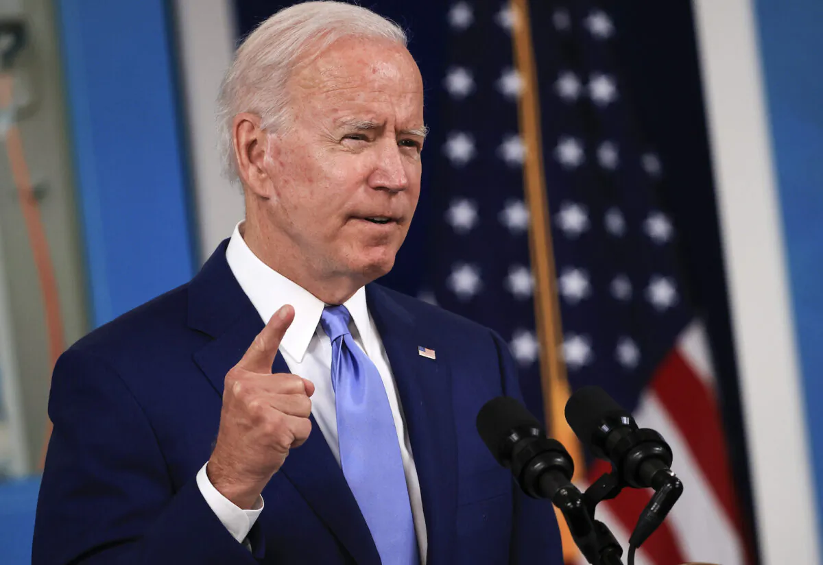 President Joe Biden speaks at a press conference in Washington on Oct. 08, 2021 (Chip Somodevilla/Getty Images)