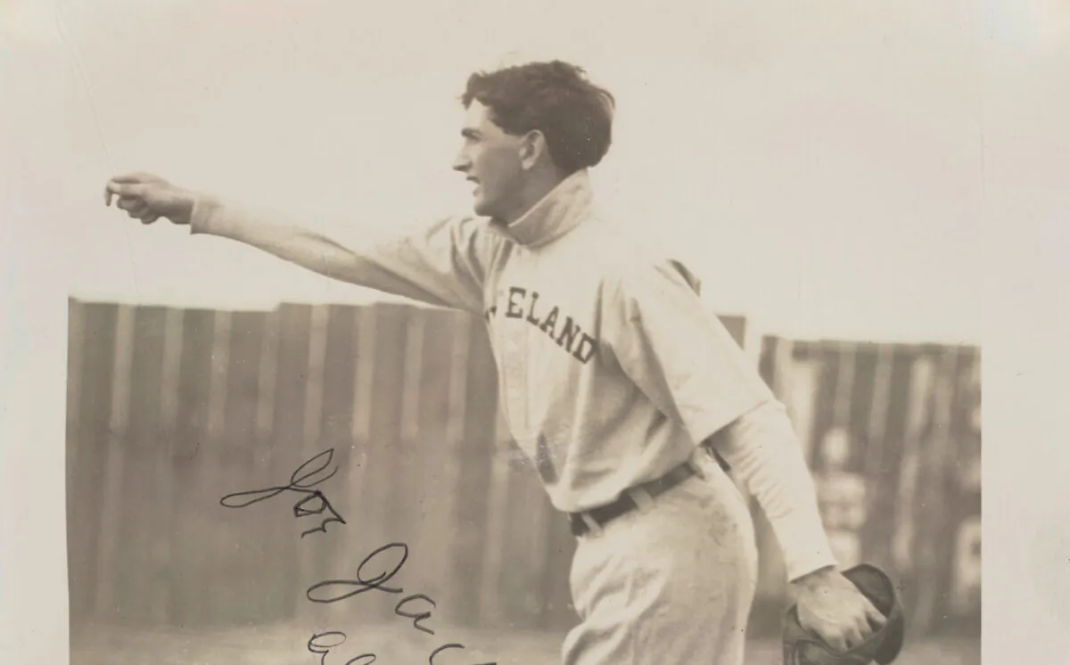 An autographed photo of "Shoeless" Joe Jackson by Frank W. Smith in an undated photo. (Christie's and Hunt Auctions via AP)