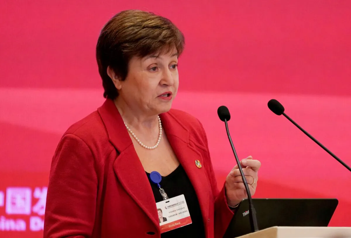 World Bank Chief Executive Officer Kristalina Georgieva speaks at the annual session of China Development Forum (CDF) 2018 at the Diaoyutai State Guesthouse in Beijing on March 25, 2018. (Jason Lee/Reuters)