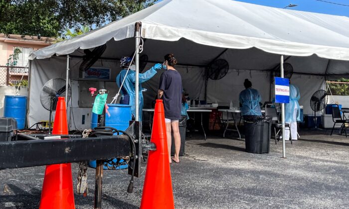 Medical personnel conduct COVID-19 testing in Miami on Sept. 1, 2021. (Chandan Khanna/AFP via Getty Images)