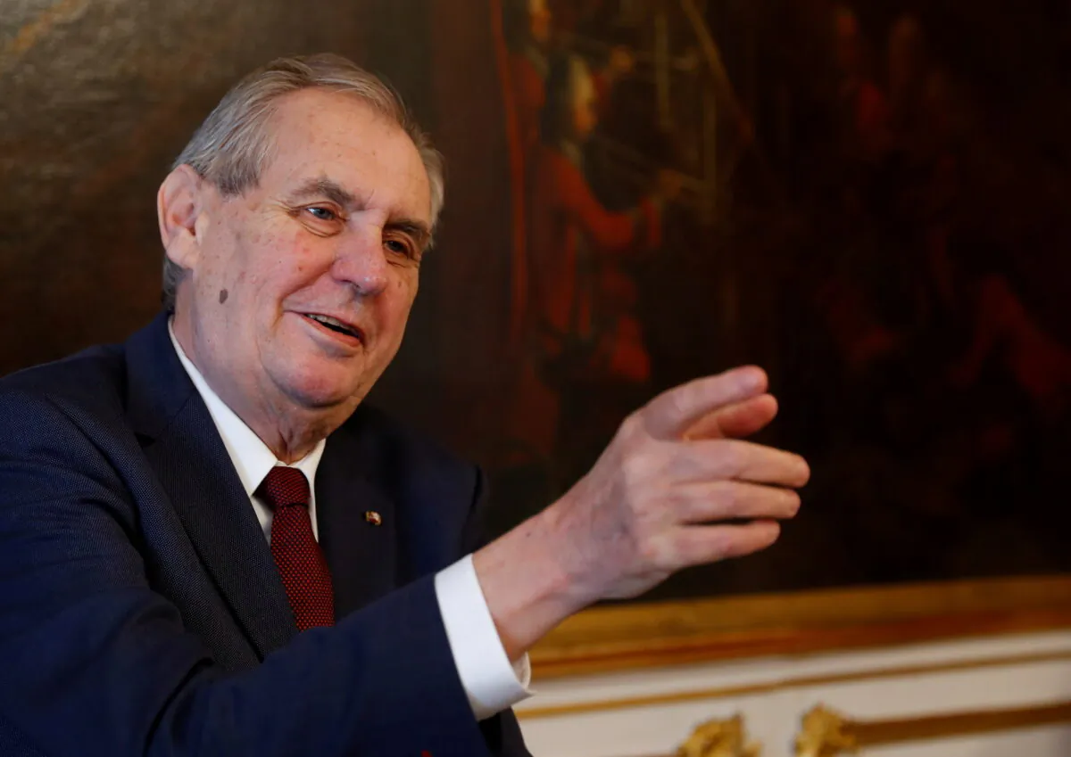 Czech President Milos Zeman gestures in Vienna, Austria, on April 3, 2019. (Leonhard Foeger/Reuters)
