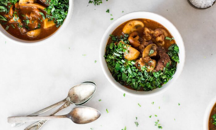 Bison meat and wild mushrooms give this stew rich flavor—but beef and button mushrooms work just as well. (Jennifer McGruther)